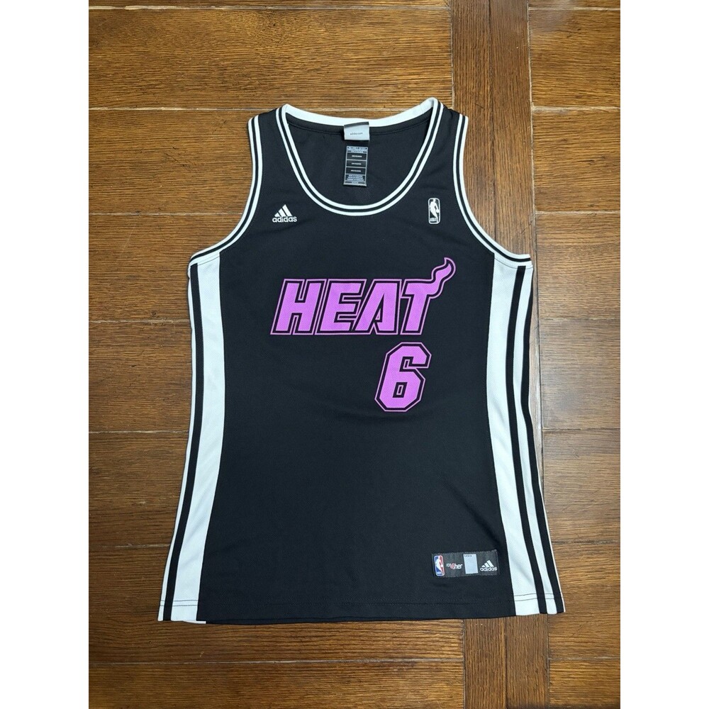 Women’s Adidas LeBron James Black Size M Basketball Jersey Miami Heat Rare